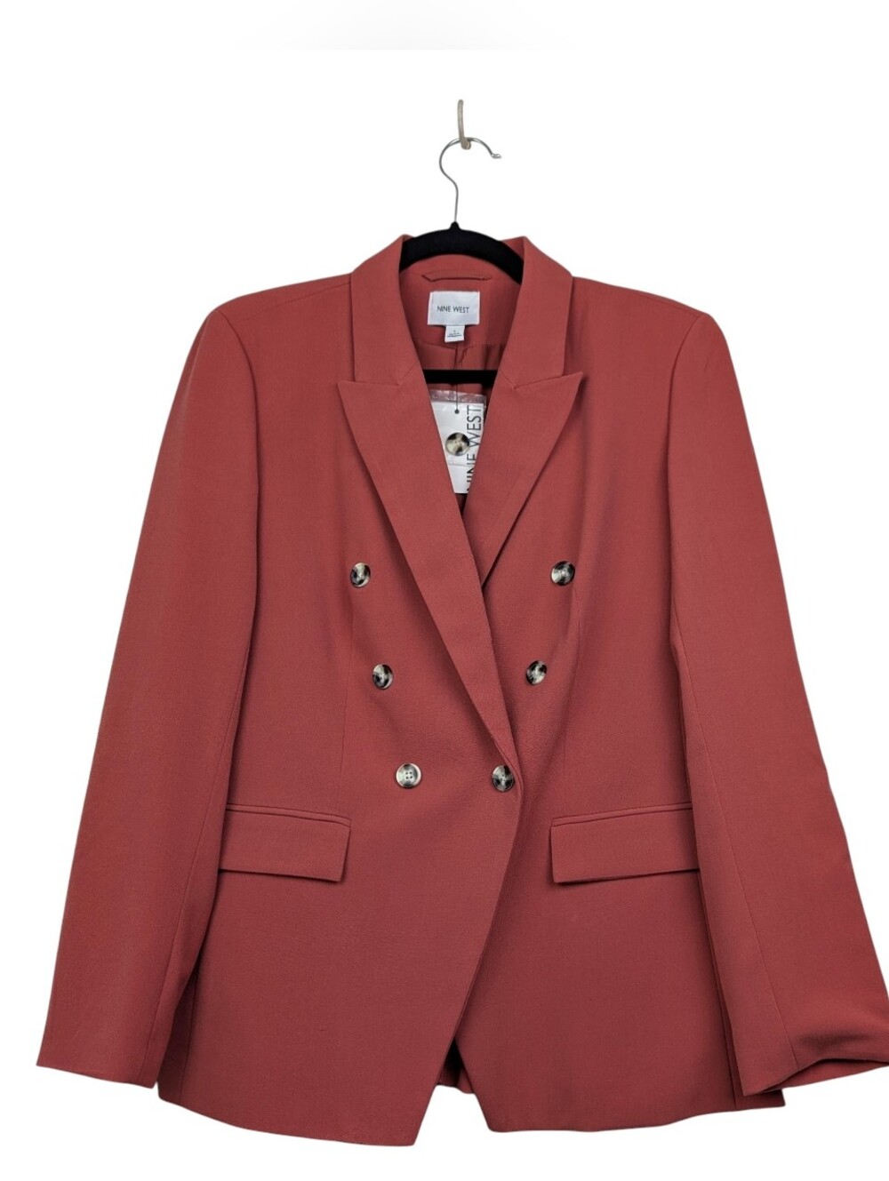 NWT Nine West Double-Breasted Blazer Coat Jacket Mauve Size Large